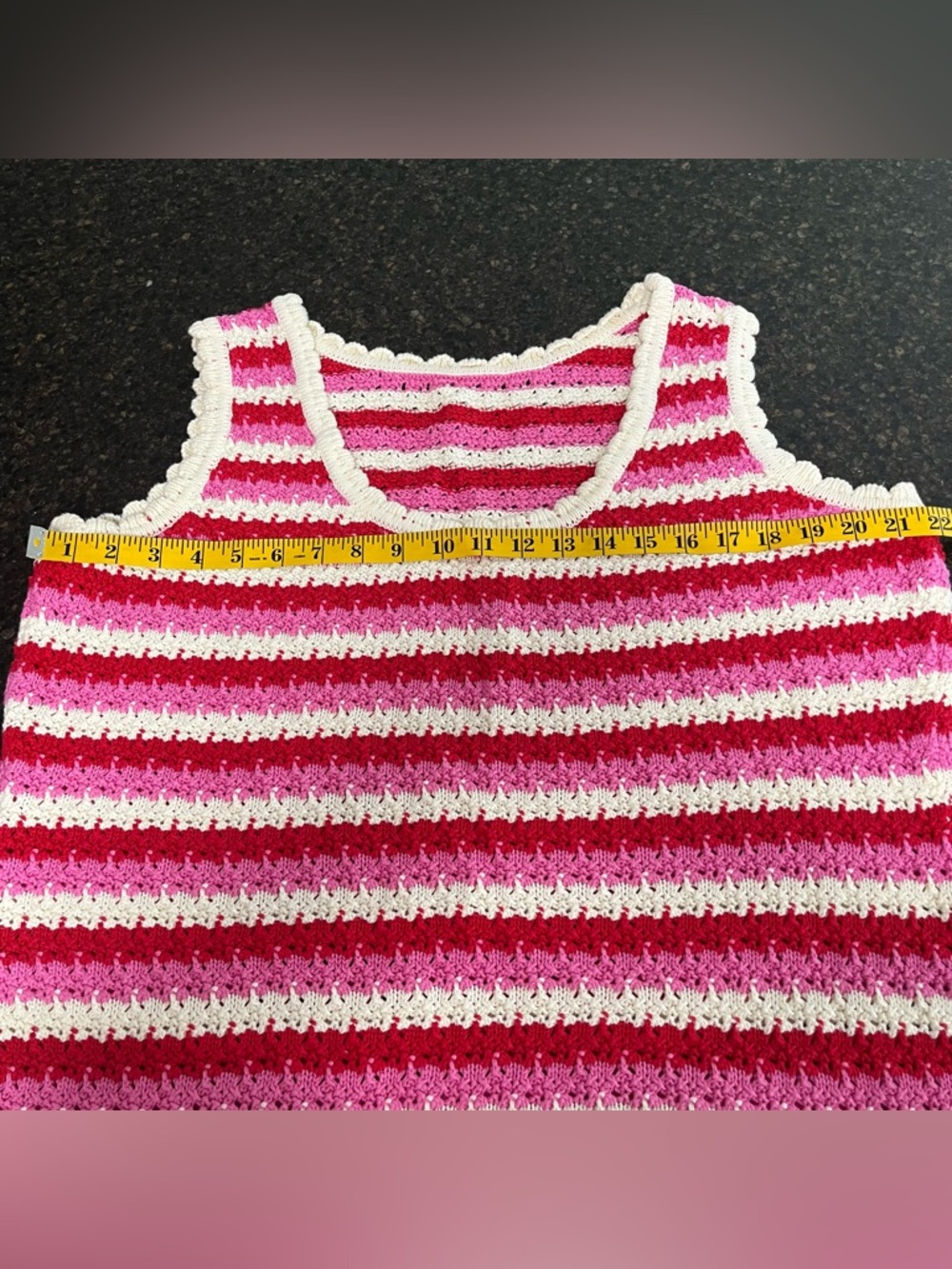 Kitri Red Pink White Sleeveless Striped Crochet Womens Sheath Midi Sweater Dress - Picture 6 of 14
